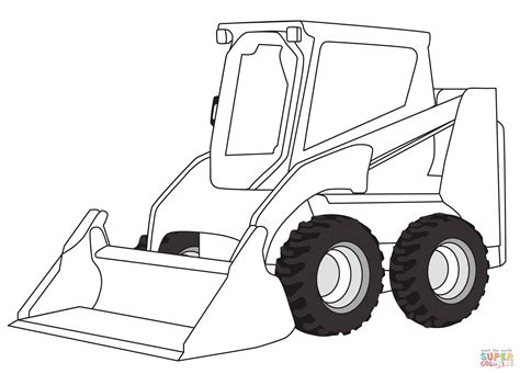 skid steer with ogger coloring page|skid steer coloring pages.